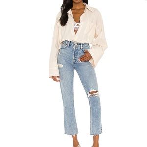 GRLFRND Karolina High Rise Straight Crop Jeans